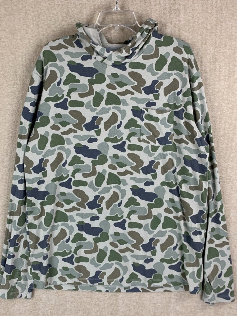 Free Fly Bamboo Lightweight Camo Hoodie Mens Size XL Thumbholes GorpCore Comfort